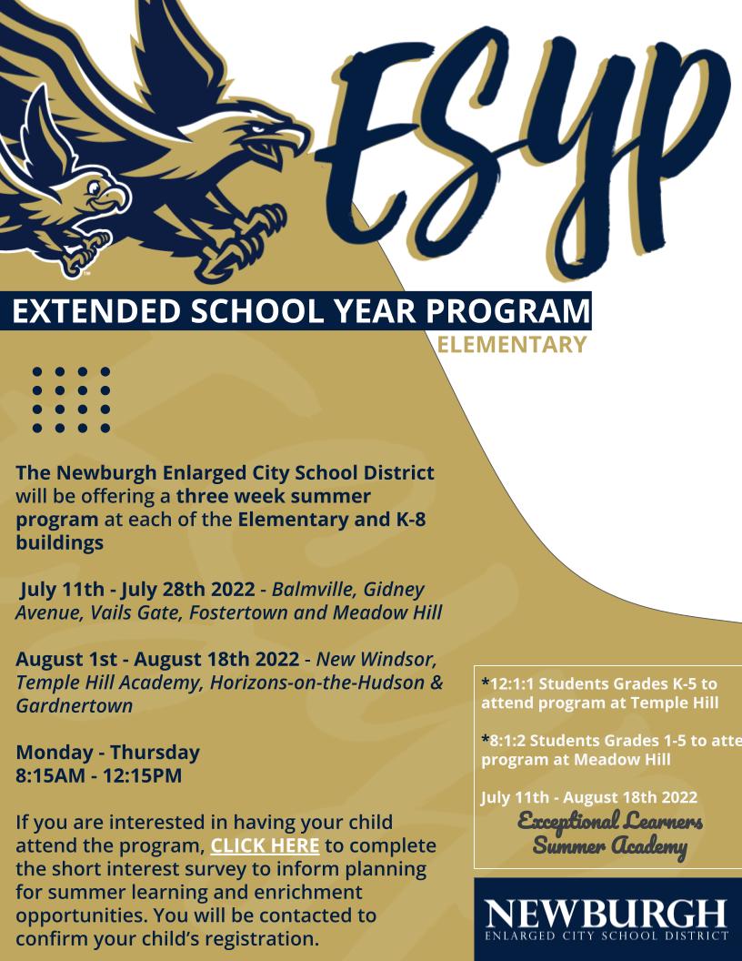 Extended School Year Program Available this Summer for K5 Students